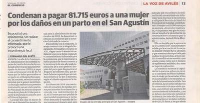 Condenan a pagar 81.715 euros a una mujer por los daños en un parto en el San Agustín