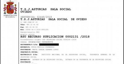 El TSJ Asturias reconoce una revisión de incapacidad total a absoluta por agravamiento